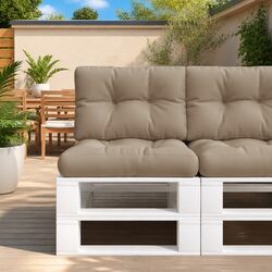 Pallet Cushions 2 pc Set Taupe Fabric Outdoor Garden Sofa Seat Pad Filling