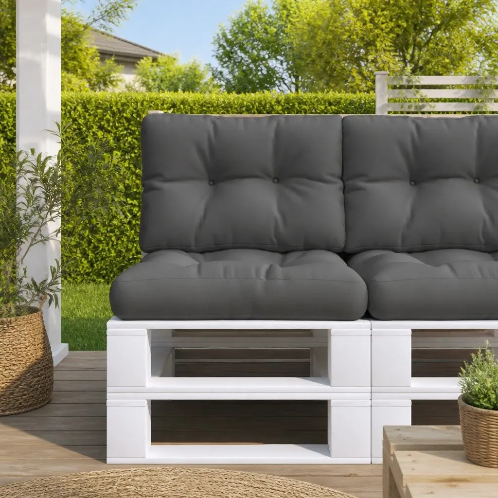 Pallet Cushions Polyester Fabric 2 Pieces Anthracite Outdoor Garden Sofa Seat Pads