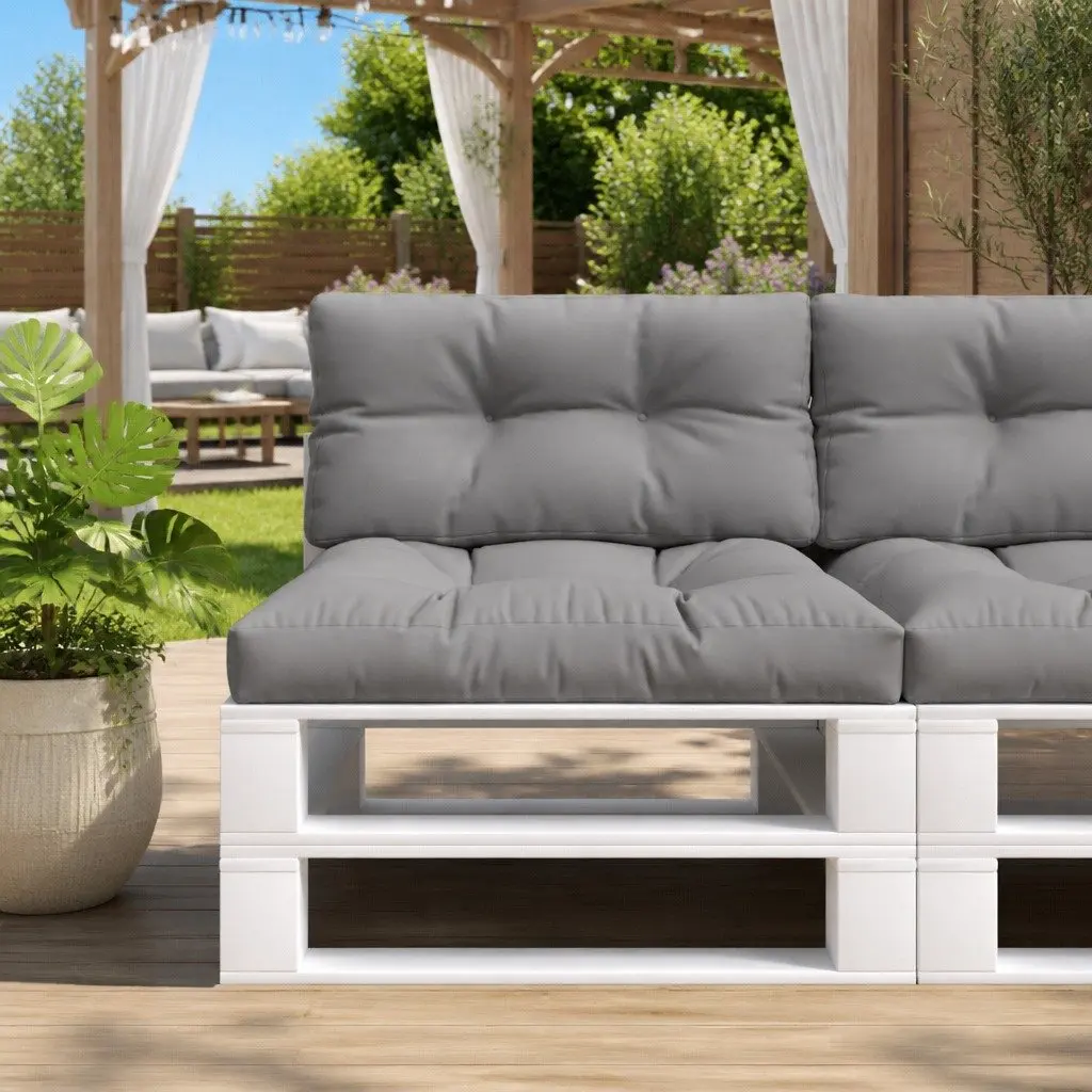 Cushions Set 2 Pieces Grey Polyester Outdoor Indoor Sofa Seat Pad Garden Furniture