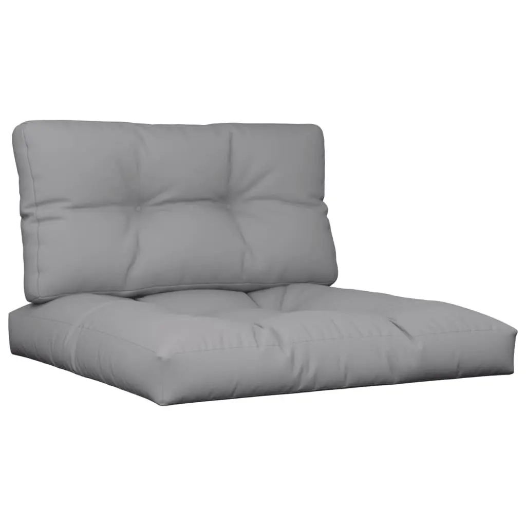 Cushions Set 2 Pieces Grey Polyester Outdoor Indoor Sofa Seat Pad Garden Furniture