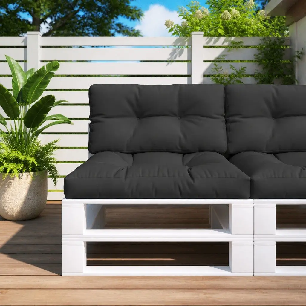 Pallet Cushions Polyester Fabric 2 pcs Black Outdoor Garden Sofa Seat Pad