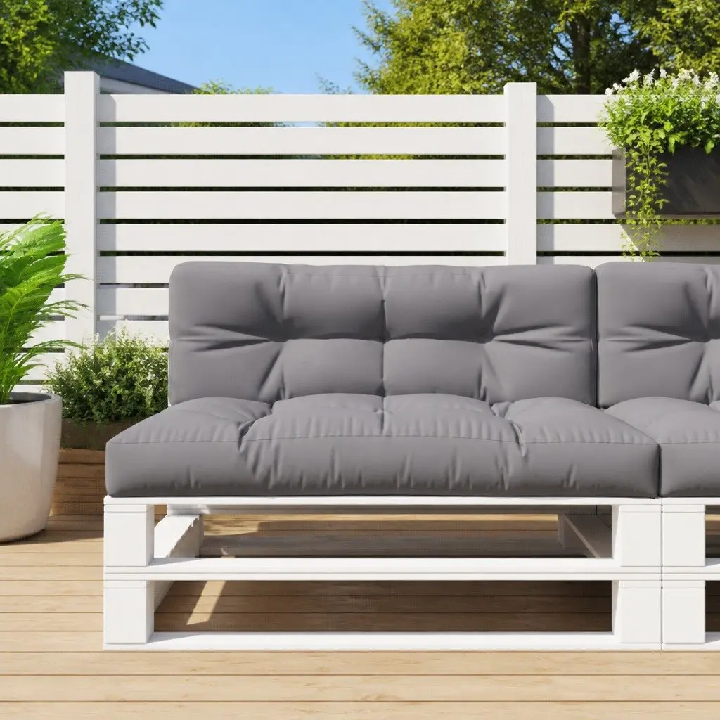 Pallet Cushions Grey Polyester Fabric Soft Filling 2 Pieces Outdoor Indoor Seating Pads