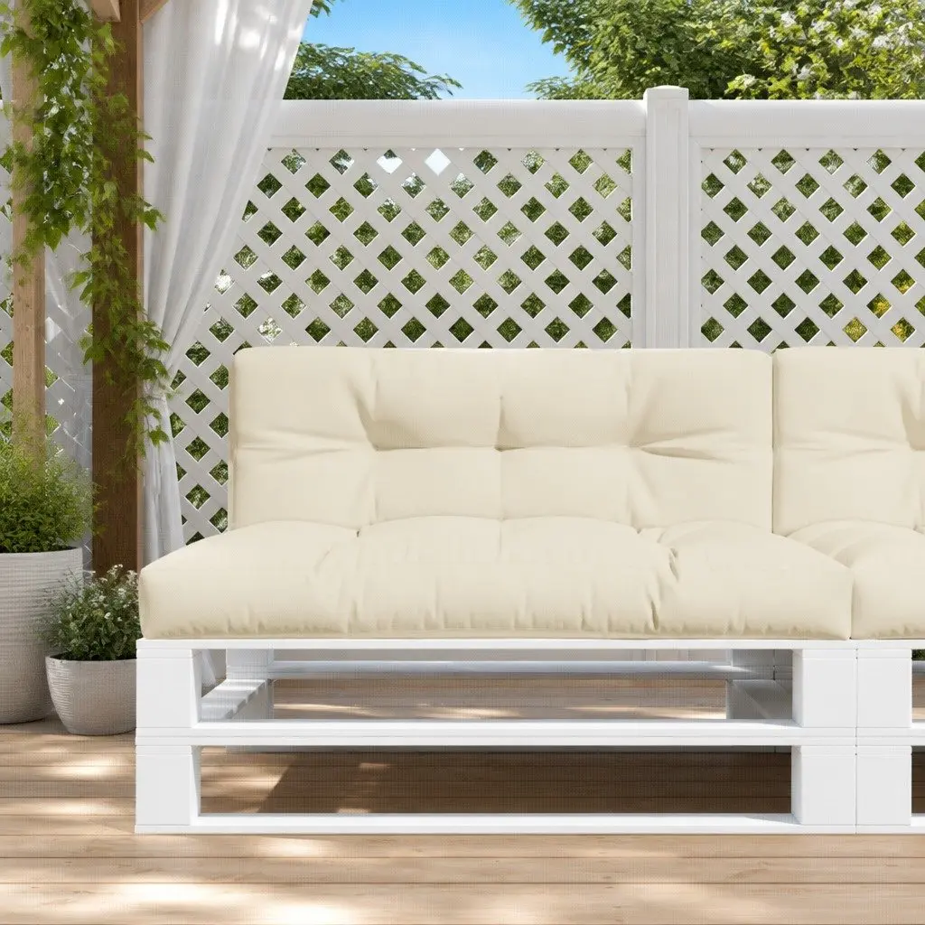 Outdoor Garden Seat Pad Cream Polyester Fabric 2 Piece Pallet Cushions