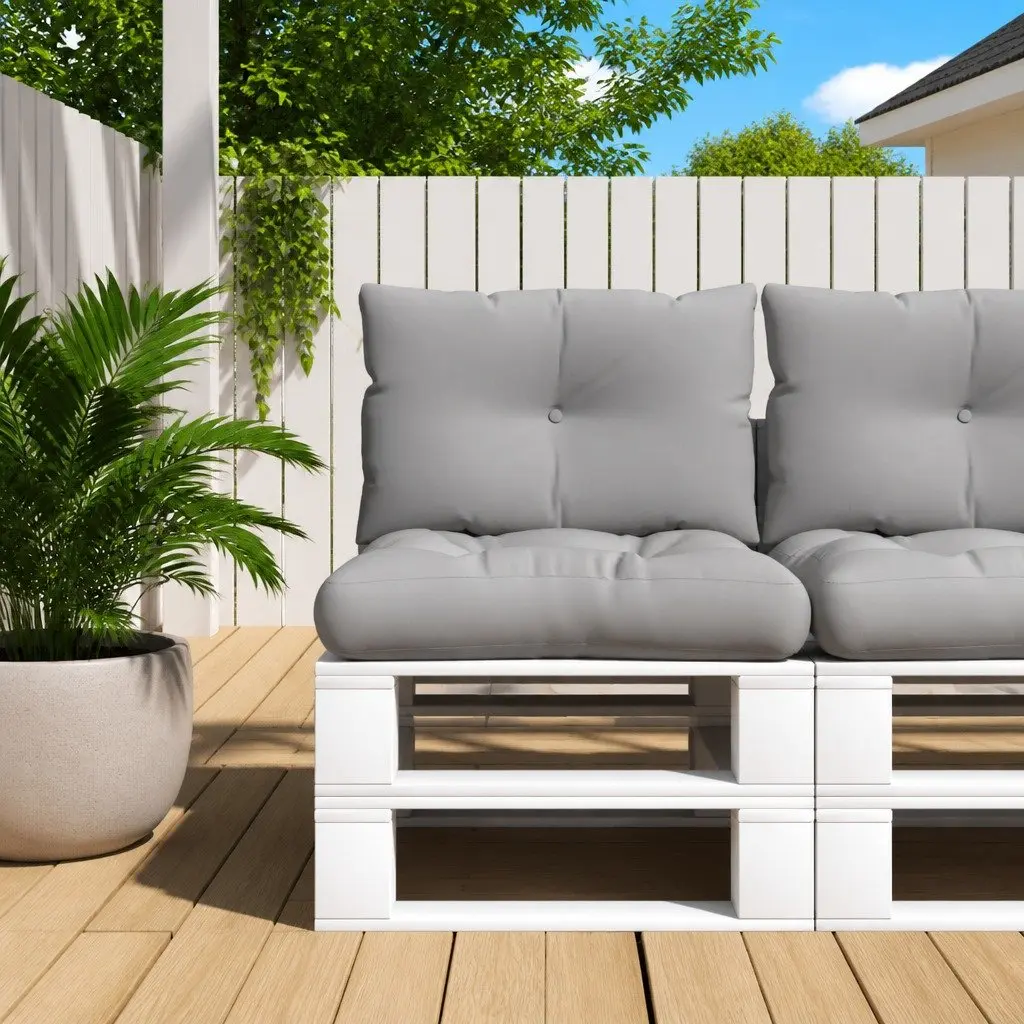 Pallet Cushions 2 Pieces Grey Outdoor Garden Sofa Pad Seating Decor Polyester