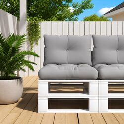 Pallet Cushions 2 Pieces Grey Outdoor Garden Sofa Pad Seating Decor Polyester
