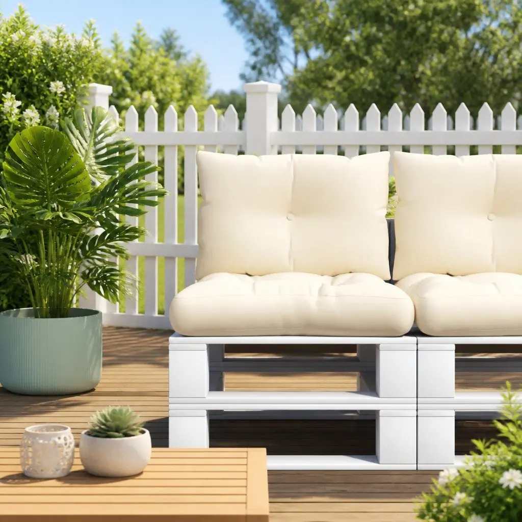 Pallet Cushions 2 pcs Cream Outdoor Garden Sofa Seating Pad Furniture Cushion