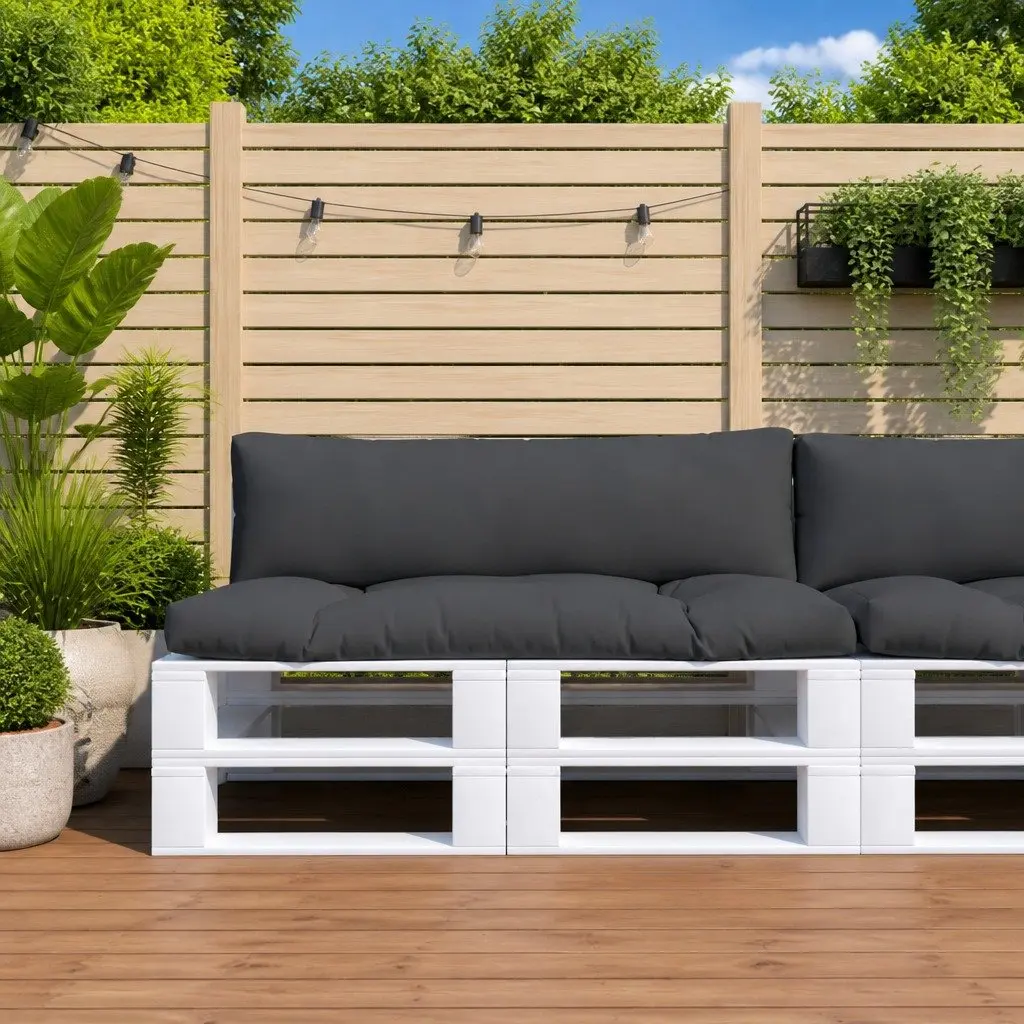 Cushions Polyester Anthracite 2 Piece Outdoor Garden Furniture Seat Pad