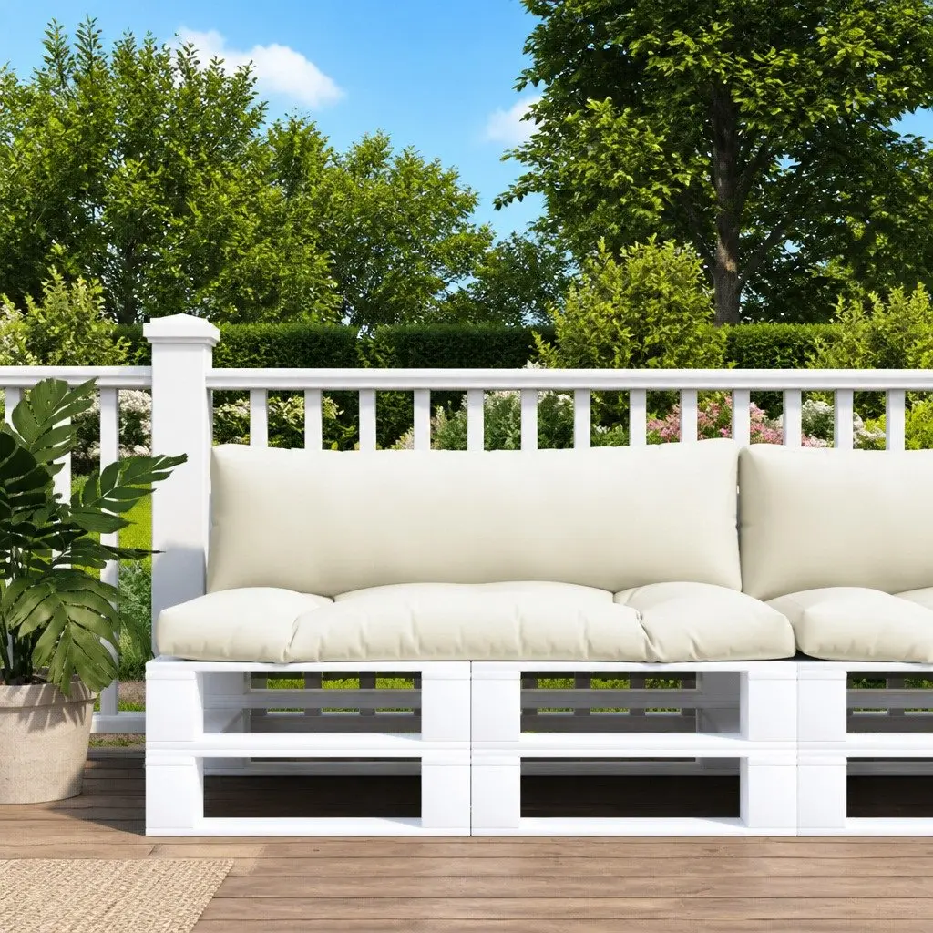 Outdoor Seat Pad Cushions 2 Pieces Cream Polyester Fabric Hollow Fibre Filling