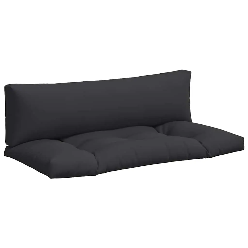 Pallet Cushions Black 2 Piece Indoor Outdoor Sofa Seat Pad Polyester Hollow Fibre Comfort Filling