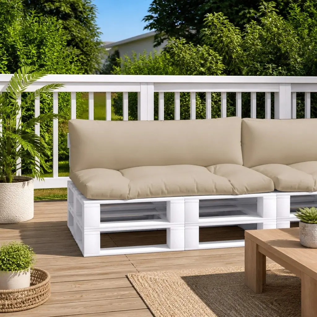 Pallet Cushions Polyester Fabric 2 pcs Taupe Outdoor Garden Furniture Seat Pad Soft Filling
