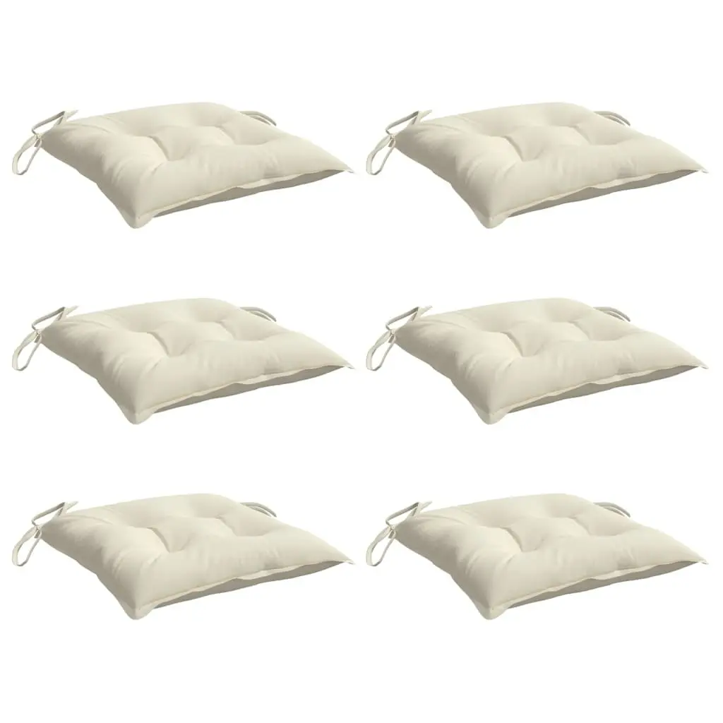 Outdoor Chair Cushions Set 6 Piece Oxford Fabric 50x50cm Cream White Soft Filling