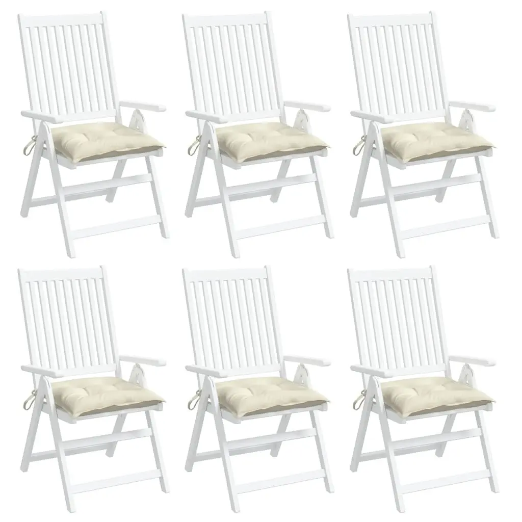 Outdoor Chair Cushions Set 6 Piece Oxford Fabric 50x50cm Cream White Soft Filling
