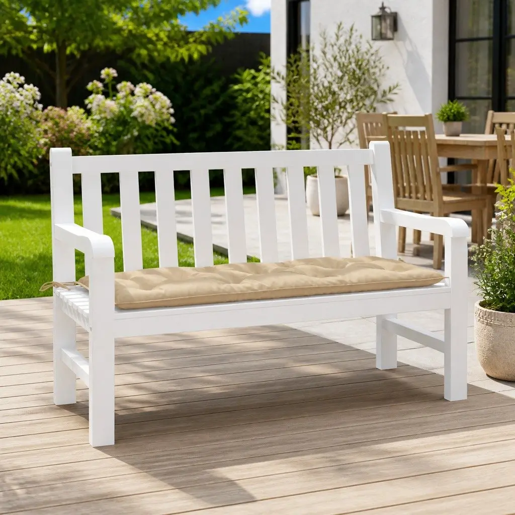 Garden Bench Cushion Oxford Fabric 120x50x7cm Beige Water-Resistant