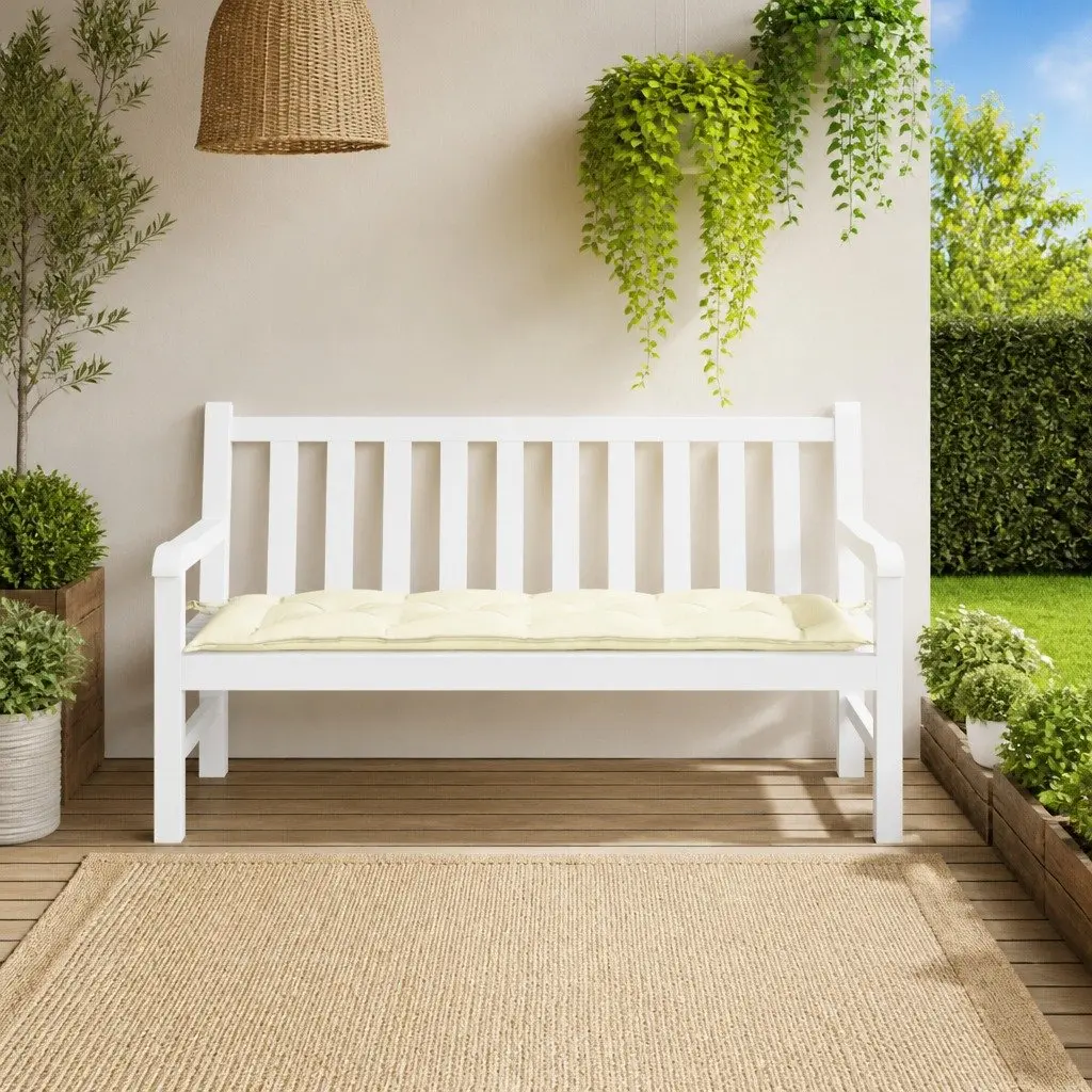 Garden Bench Cushion Water-Resistant Oxford Fabric 150 x 50 x 7 cm Cream