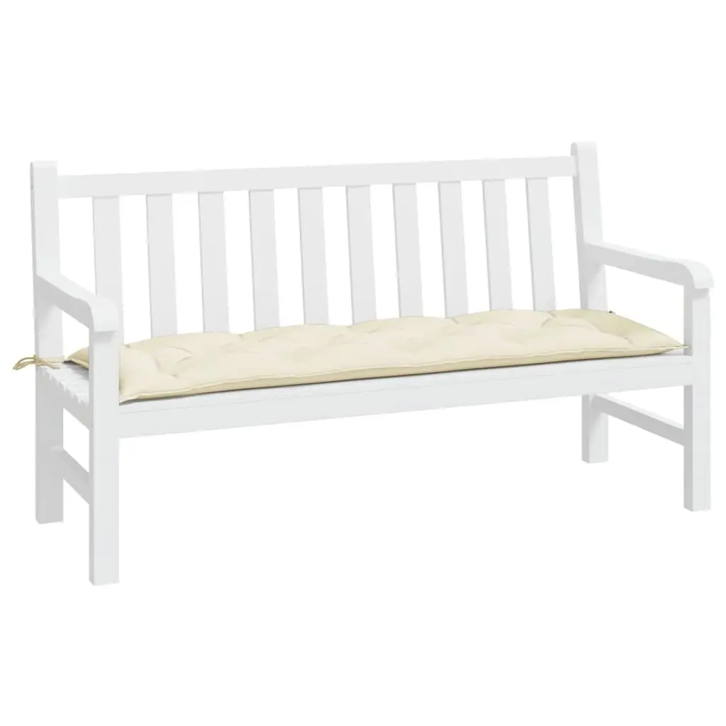Garden Bench Cushion Water-Resistant Oxford Fabric 150 x 50 x 7 cm Cream