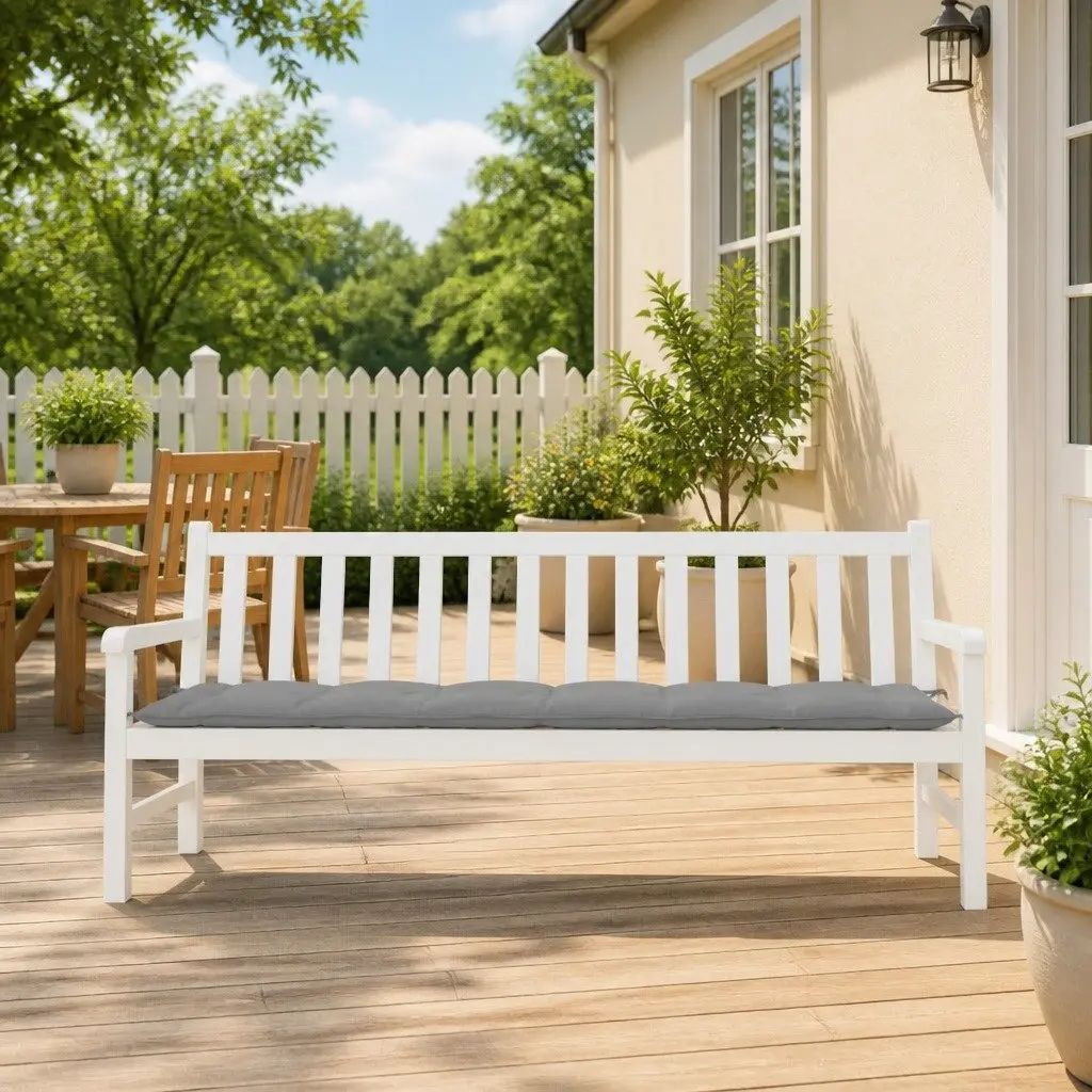 Outdoor Seating Pad Grey 200x50x7cm Water-Resistant Oxford Fabric Garden Bench Cushion