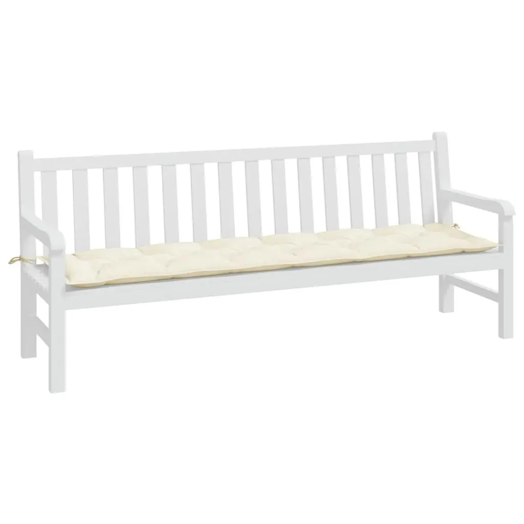 Garden Cushion Outdoor Bench Pad Water-Resistant Cream Oxford Fabric Size 200x50x7cm