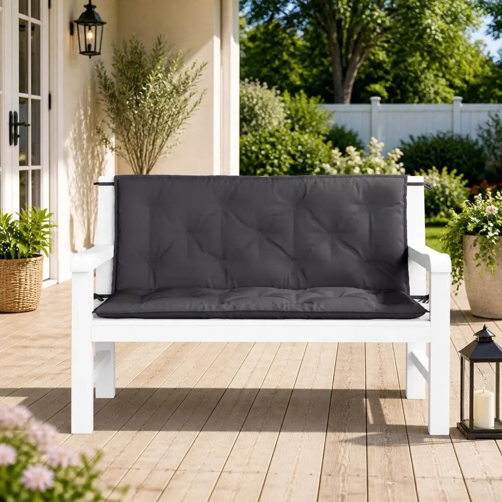 Garden Bench Cushions 2pcs Outdoor Patio Seat Pads Oxford Fabric Anthracite