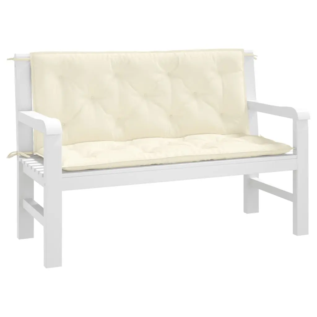 Outdoor Seating Pad Cushions Water Resistant Cream 2 Pack Oxford Fabric 120x50x7cm Durable Soft Filling