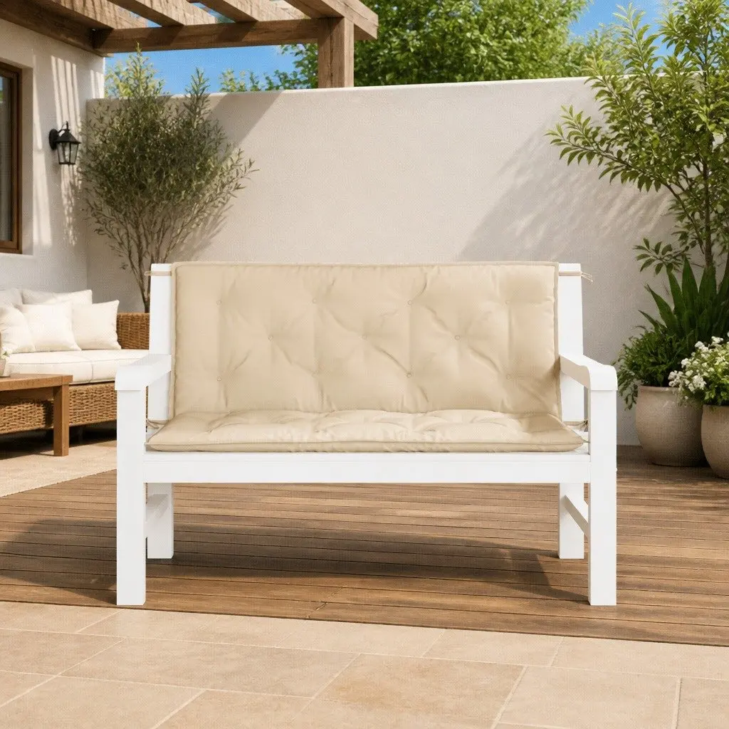 Outdoor Bench Cushions Oxford Fabric Beige 120x50x7cm 2 Pieces Durable Soft Filling