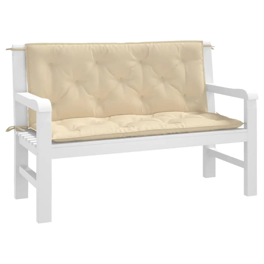 Outdoor Bench Cushions Oxford Fabric Beige 120x50x7cm 2 Pieces Durable Soft Filling