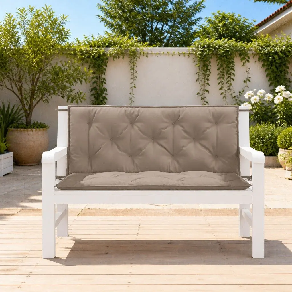 Garden Bench Cushions Oxford Fabric 120 x 50 x 7 cm Taupe Water Resistant 2 Piece