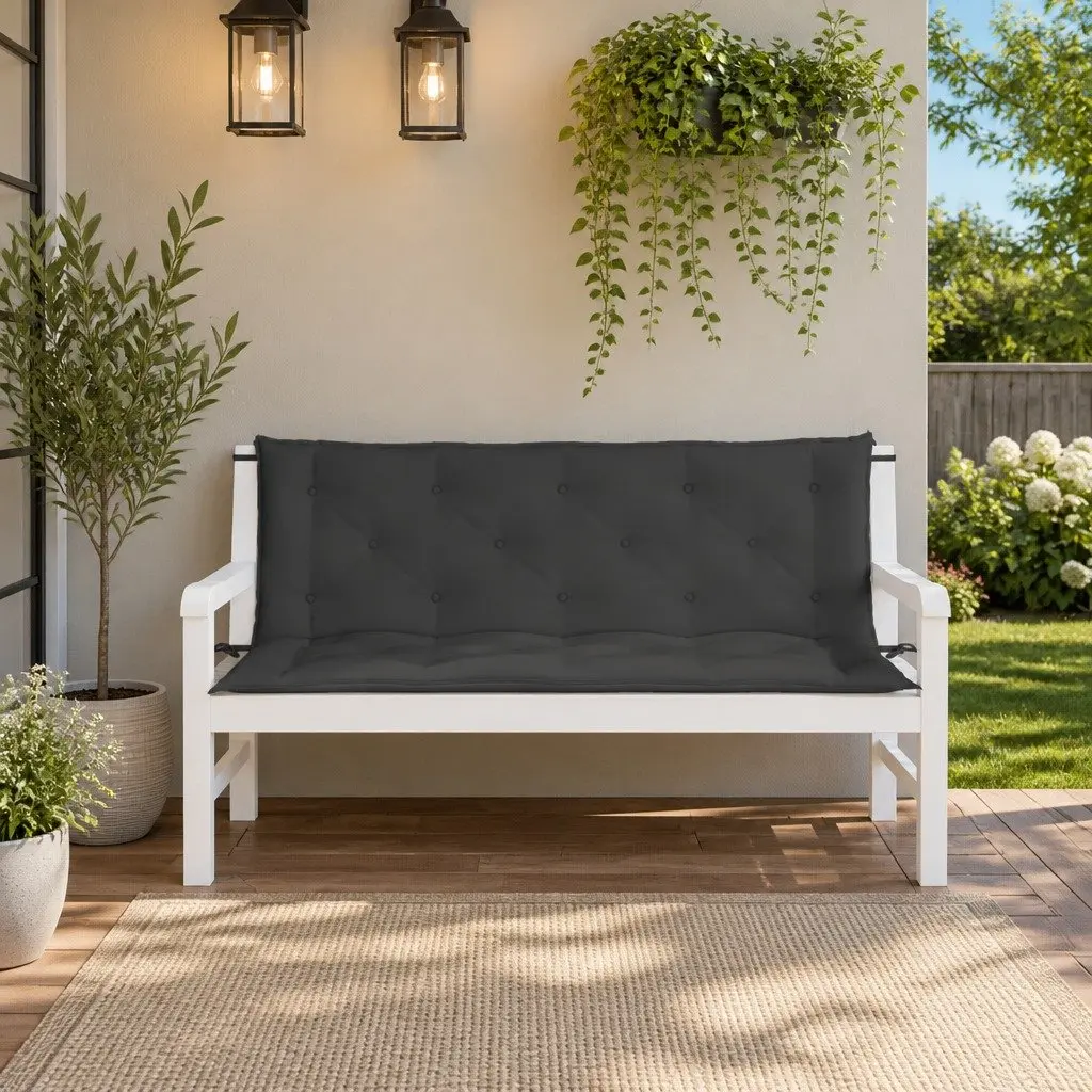 Garden Bench Cushions 2 Pieces Anthracite Oxford Fabric Outdoor Patio Seating