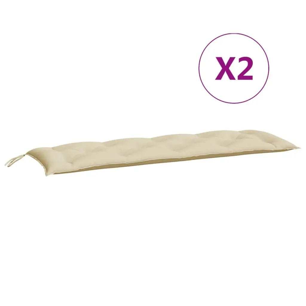 Outdoor Cushion Pads Beige Oxford Fabric Garden Bench 2 Pieces 150x50x7cm Water Resistant Non Slip