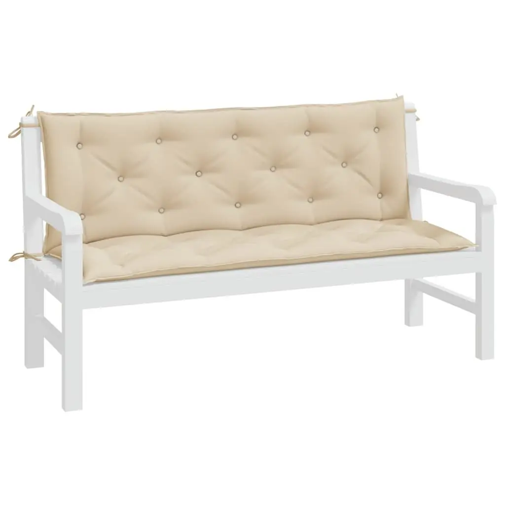 Outdoor Cushion Pads Beige Oxford Fabric Garden Bench 2 Pieces 150x50x7cm Water Resistant Non Slip