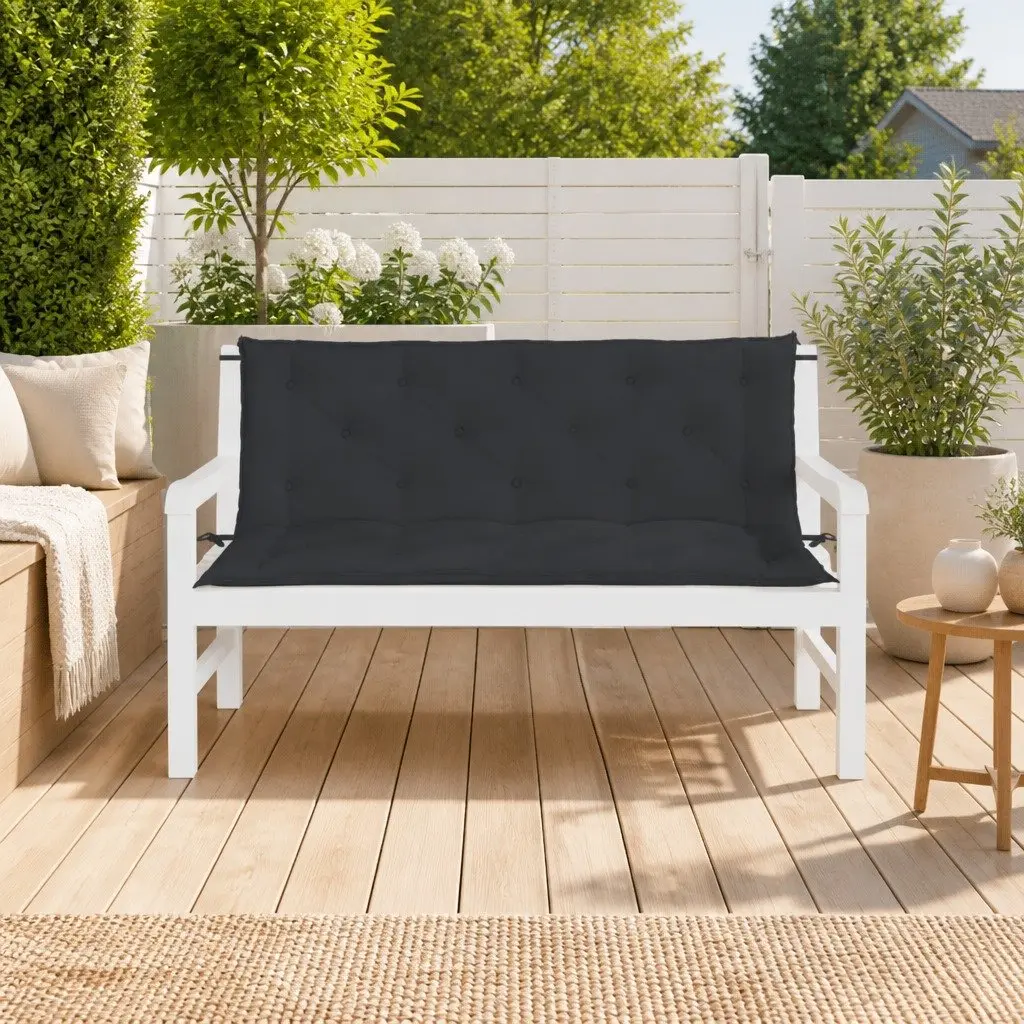 Black Outdoor Cushions for Garden Benches 2pcs