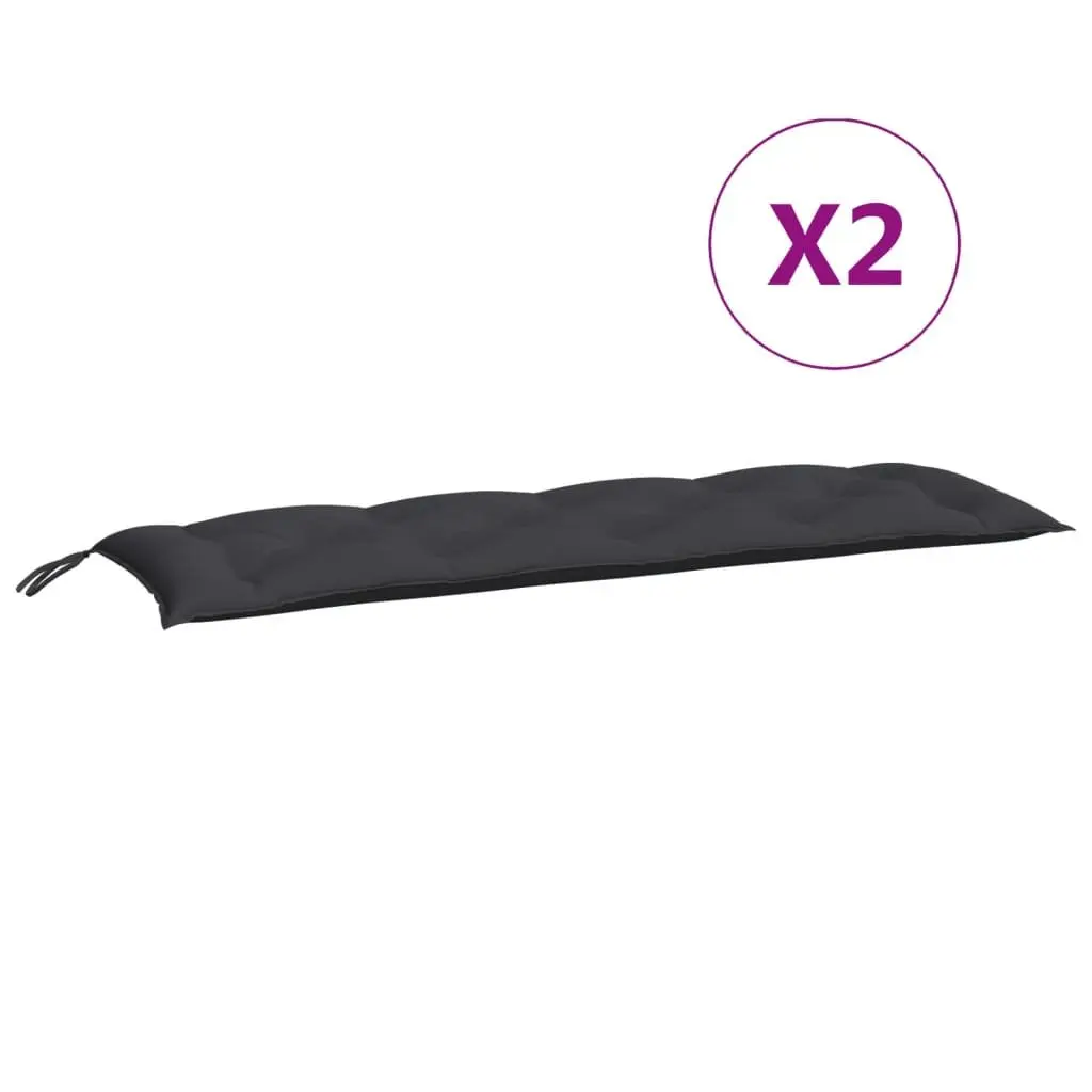 Black Outdoor Cushions for Garden Benches 2pcs