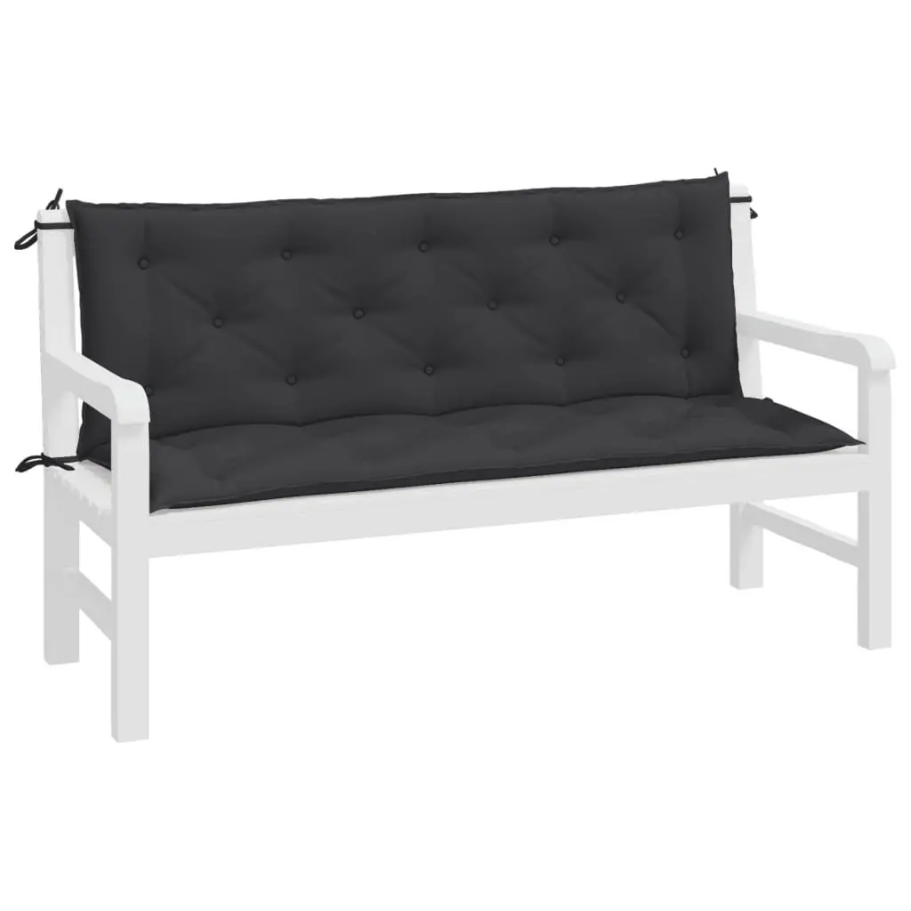 Black Outdoor Cushions for Garden Benches 2pcs