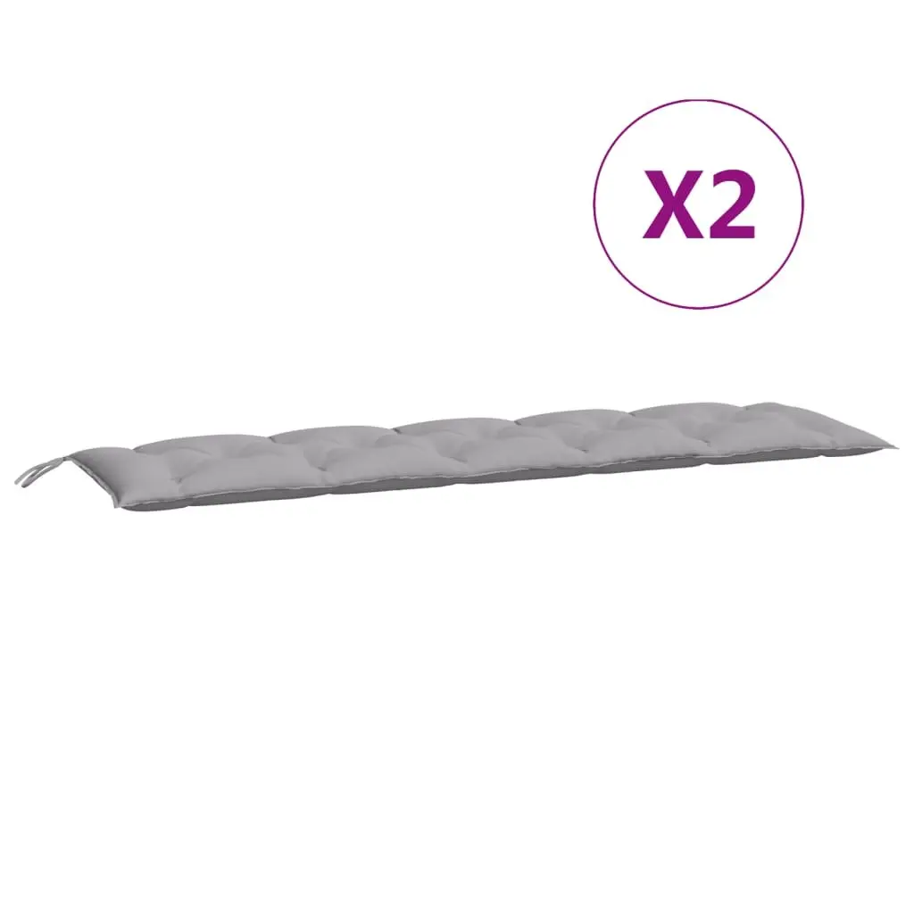 Garden Bench Cushions 2 Piece Soft Support Oxford Fabric Grey 180x50x7cm Durable Outdoor Patio Seat Pad
