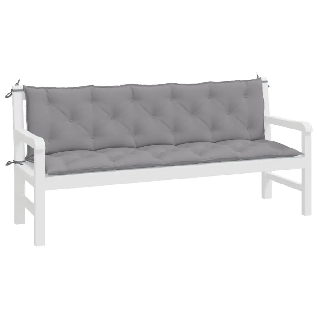 Garden Bench Cushions 2 Piece Soft Support Oxford Fabric Grey 180x50x7cm Durable Outdoor Patio Seat Pad