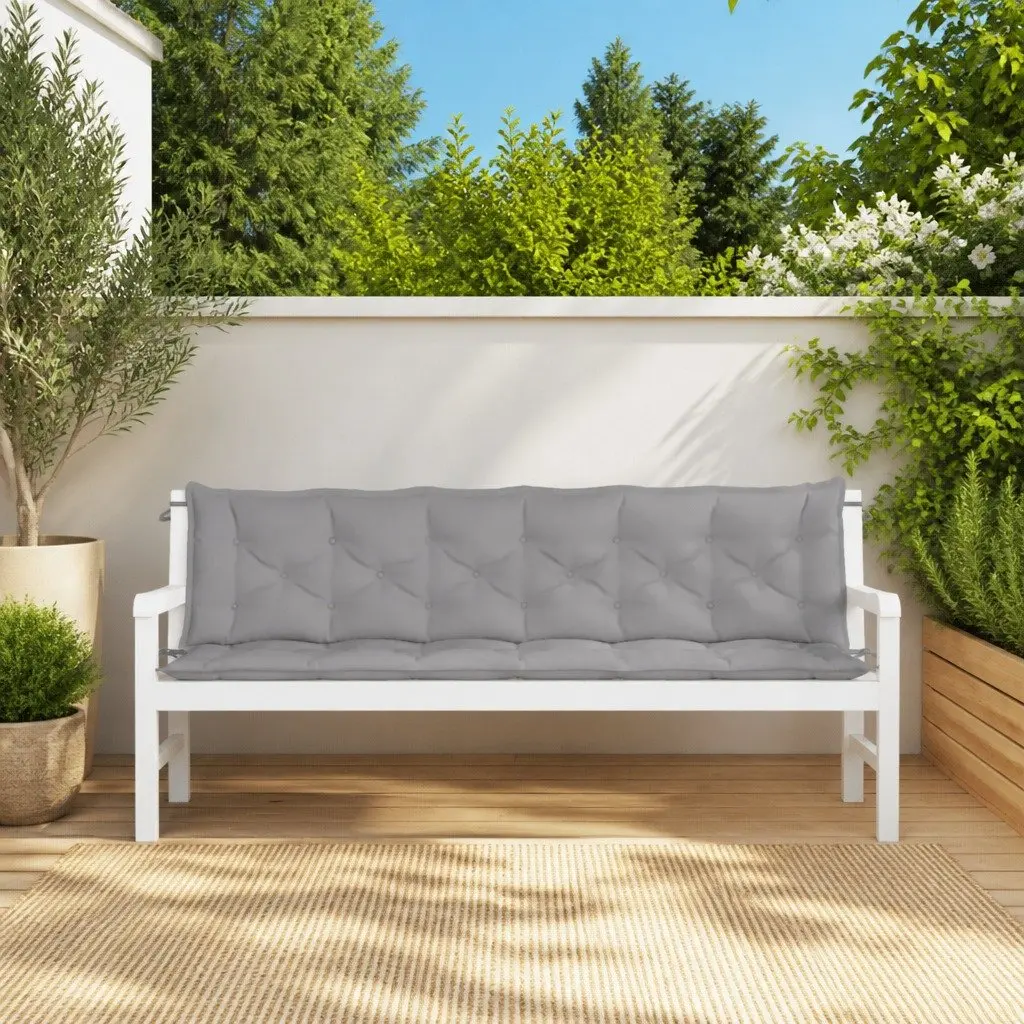 Garden Bench Cushions Oxford Fabric 200x50x7cm Grey 2 Piece Water Resistant