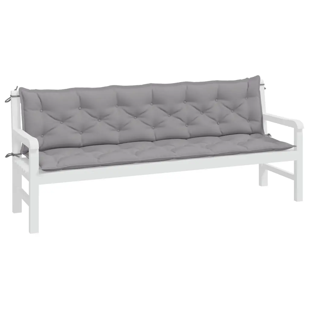 Garden Bench Cushions Oxford Fabric 200x50x7cm Grey 2 Piece Water Resistant