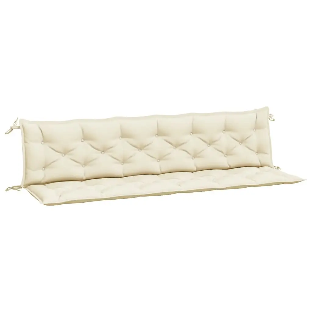 Garden Bench Cushions Water Resistant Oxford Fabric 200 x 50 x 7 cm Cream 2 Piece