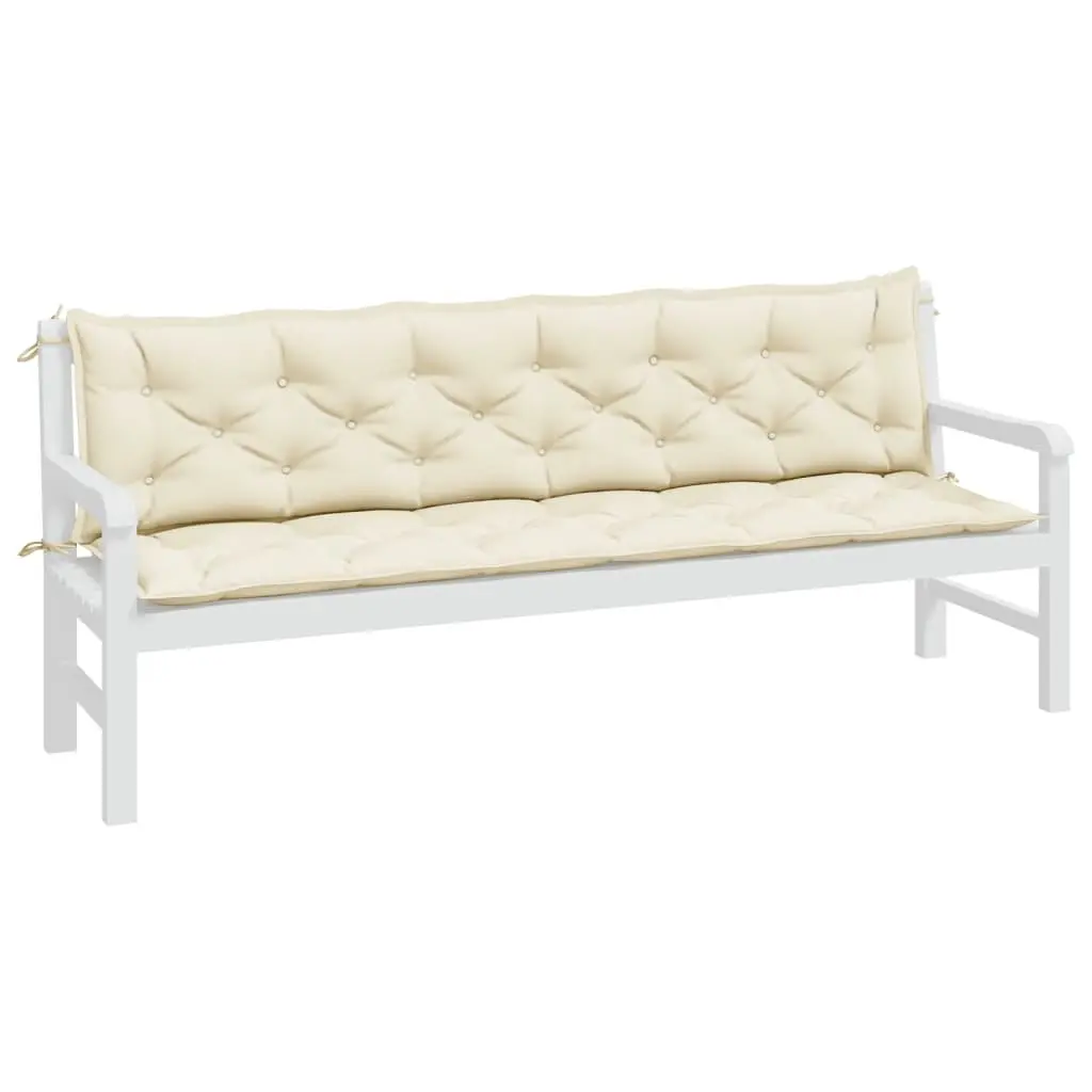 Garden Bench Cushions Water Resistant Oxford Fabric 200 x 50 x 7 cm Cream 2 Piece