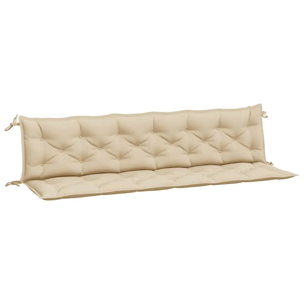 Outdoor Garden Bench Cushions 2 Piece Set Beige Oxford Fabric Water-Resistant Non-Slip Seat Pads 200x50x7cm