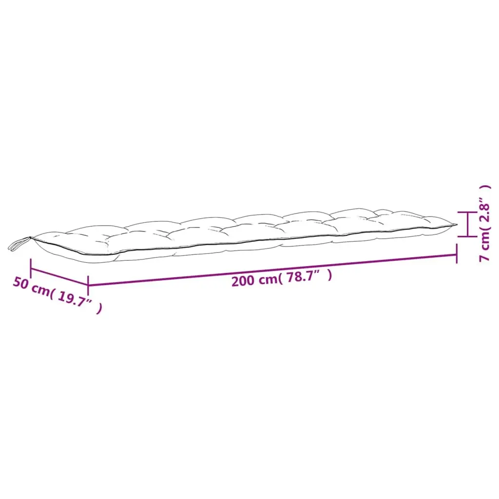 Outdoor Garden Bench Cushions 2 Piece Set Beige Oxford Fabric Water-Resistant Non-Slip Seat Pads 200x50x7cm