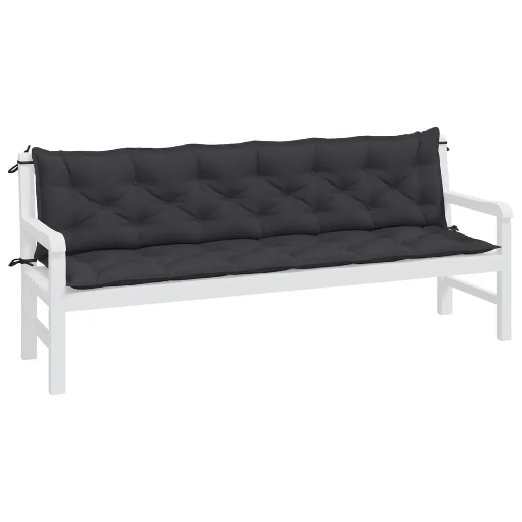 Garden Bench Cushions Oxford Fabric 200x50x7cm Black 2 Piece Outdoor Seating Pad Water-Resistant