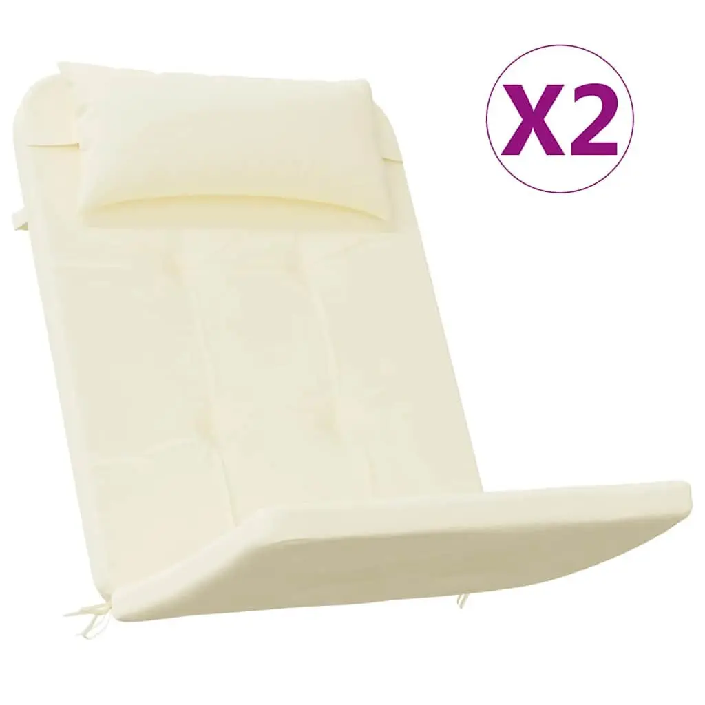 Outdoor Chair Cushions 2 Piece Water Resistant Cream Oxford Fabric Soft Foam Fibre Non Slip for Garden Patio Seating