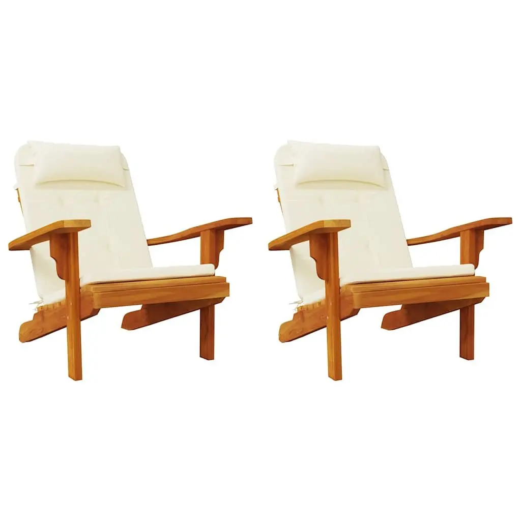 Outdoor Chair Cushions 2 Piece Water Resistant Cream Oxford Fabric Soft Foam Fibre Non Slip for Garden Patio Seating