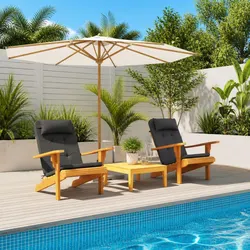 Adirondack Chair Cushions 2 Pieces Black Oxford Fabric Outdoor Patio Seat Pad