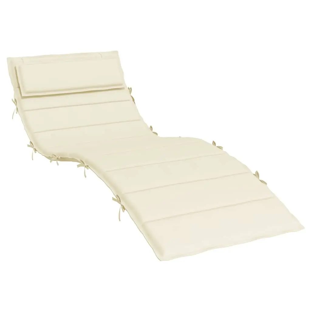 Sun Lounger Cushion Cream Outdoor Garden Patio Chair Pad Water-Resistant Oxford
