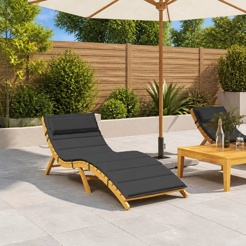 Sun Lounger Cushion Oxford Fabric 180x60x4cm Black Outdoor Garden Patio Chair Seat Pad