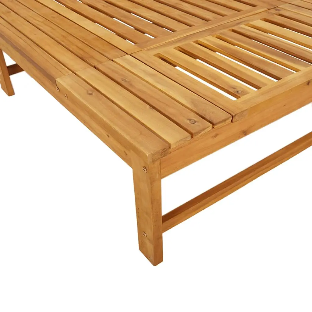 Sun Lounger with Cushion Pillow Solid Acacia Wood Adjustable Backrest Garden