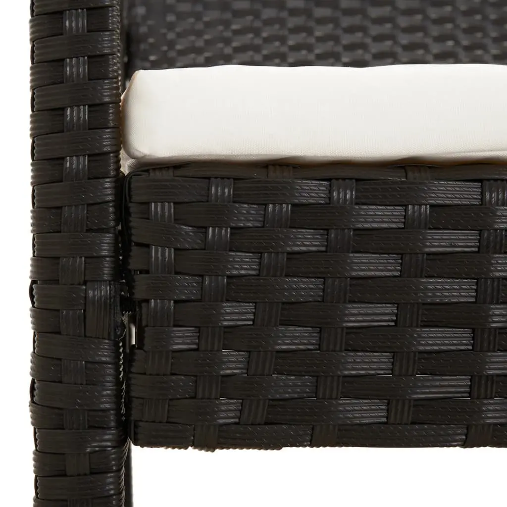 Garden Bench Poly Rattan 105cm Black Outdoor Seating with Cushion