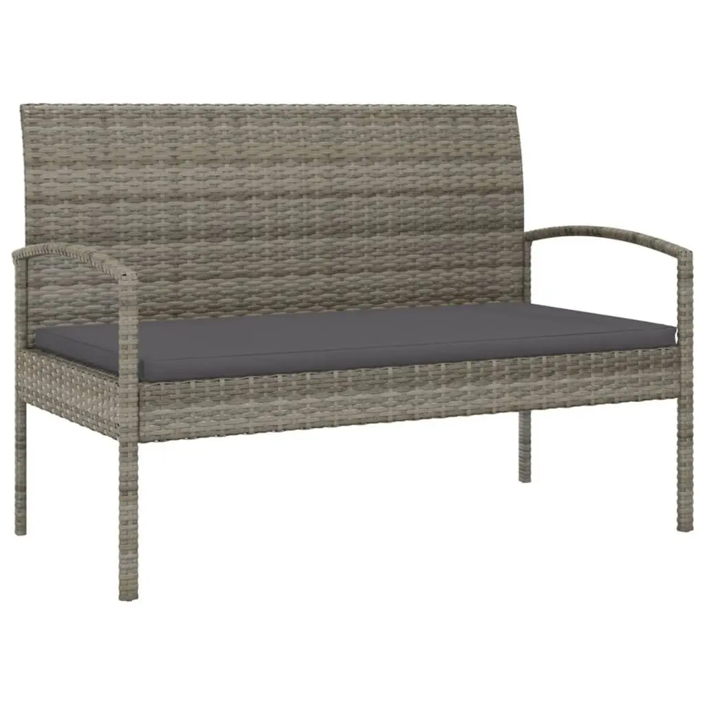 Garden Bench Outdoor Seating Poly Rattan 105cm Grey with Cushion