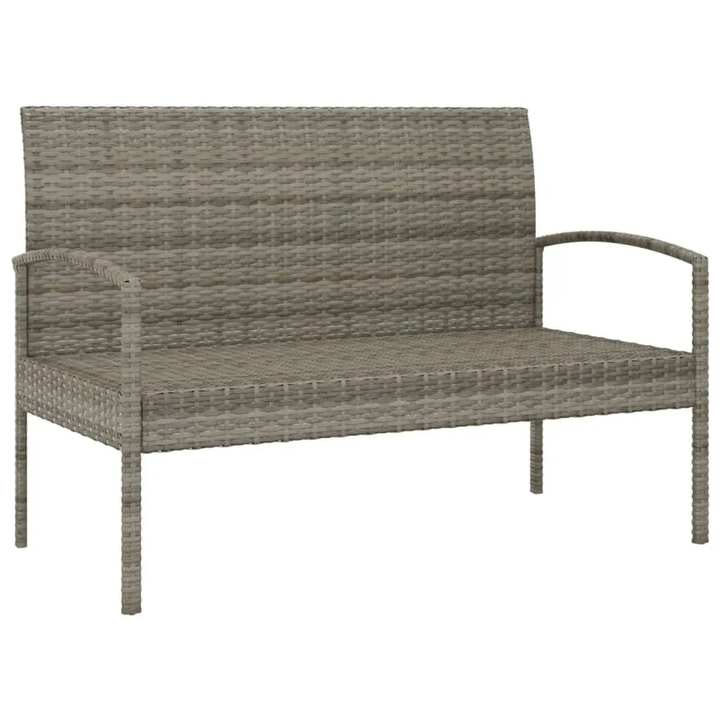 Garden Bench Outdoor Seating Poly Rattan 105cm Grey with Cushion